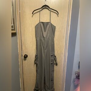 Gray Spaghetti Strap Jumpsuit